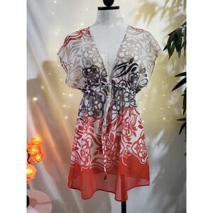 Becca by Rebecca Virtue Swim Tropical Floral Beach Coverup Tunic Womens XS-S